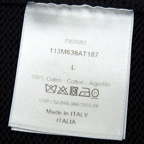 Trotter crew neck knit sweater with oblique stitching, long sleeves, size L, cotton, 113M638AT187
