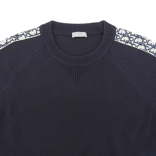 Trotter crew neck knit sweater with oblique stitching, long sleeves, size L, cotton, 113M638AT187
