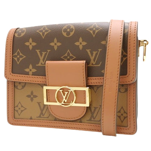 Monogram/Monogram Reverse Dauphine MINI, Monogram canvas, Monogram Reverse canvas, Brown, Camel, M45959 (currently in production as of January 2025), shoulder bag, crossbody bag, clutch.