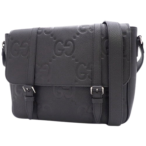Jumbo GG Medium Messenger Bag, Jumbo GG Leather, Black, 760234 AABY0 1000 (currently available as of January 2025). Shoulder bag, crossbody bag.