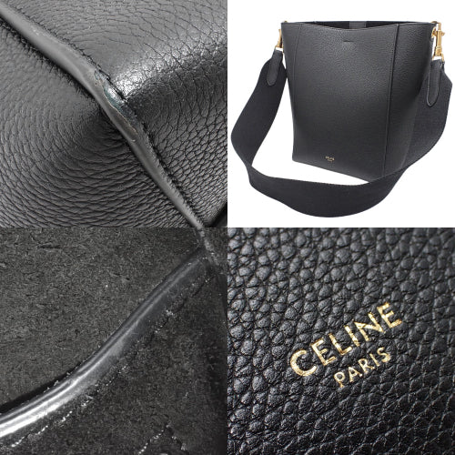 Sungle Bucket Small Leather Tote Bag, Black, 189303AH4.38NO