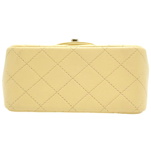 Matelasse Coco Mark Chain Shoulder Bag, Lambskin, Yellow, Shoulder Bag, Crossbody Bag, Mini Matelasse
