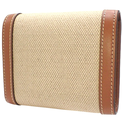 Small Flap Wallet, Triomphe, Calfskin Textile, Natural/Tan, 10D782DB2.02NT (currently available as of November 2024), Trifold, 3-Fold, Mini Wallet