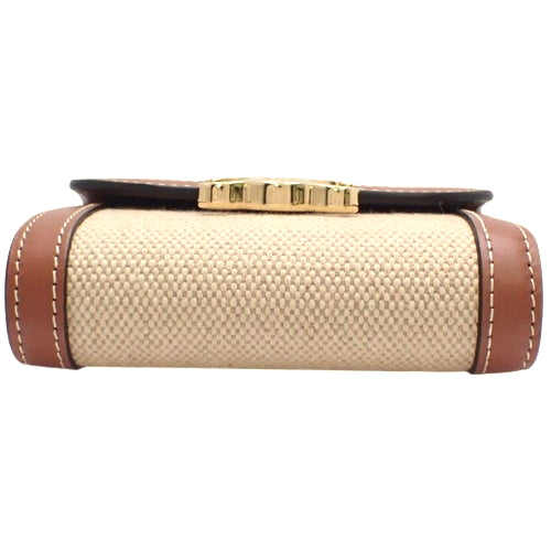 Small Flap Wallet, Triomphe, Calfskin Textile, Natural/Tan, 10D782DB2.02NT (currently available as of November 2024), Trifold, 3-Fold, Mini Wallet