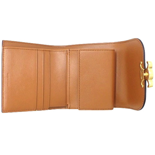 Small Flap Wallet, Triomphe, Calfskin Textile, Natural/Tan, 10D782DB2.02NT (currently available as of November 2024), Trifold, 3-Fold, Mini Wallet