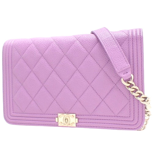 Matelasse Boy Chanel Coco Mark Chain Wallet in Caviar Skin AP1117