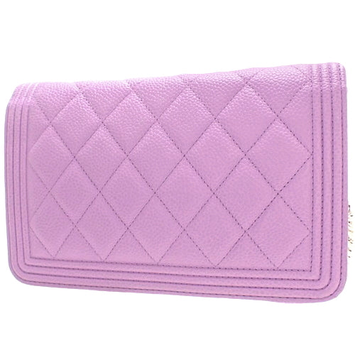 Matelasse Boy Chanel Coco Mark Chain Wallet in Caviar Skin AP1117