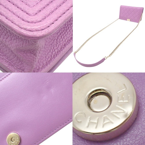 Matelasse Boy Chanel Coco Mark Chain Wallet in Caviar Skin AP1117