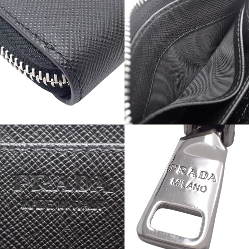 コインパース サフィアーノレザー SAFFIANO EMBOSS NERO ネロ 2MM003 ラウンドファスナー ジップアラウンド トライアングルロゴ カードケース