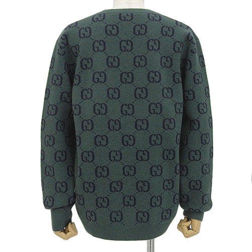 GG pattern V-neck knit L logo all-over print