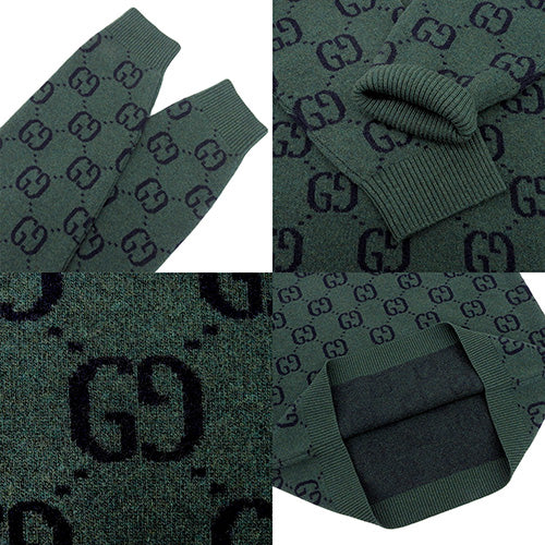 GG pattern V-neck knit L logo all-over print