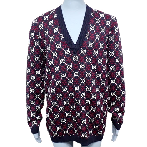 GG Pattern Sweater, Apparel, Fashion, Clothing, Knit, Size M, Wool, 553605