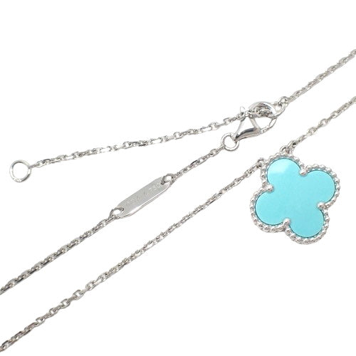 ヴィンテージ アルハンブラ ネックレス ターコイズ ホワイトゴールド K18WG アクセサリー ジュエリー 花モチーフ フラワー クローバー