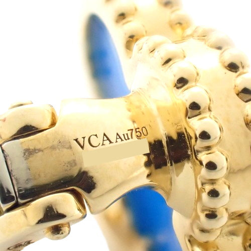 【2024年保証書付】 ヴィンテージ アルハンブラ ピアス ブルーアゲート VCARP9SZ00 K18 イエローゴールド YG ジュエリー 花モチーフ