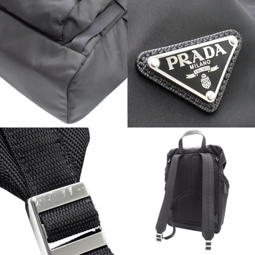 Tessuto Backpack, Nylon, Black, 2VZ135, Triangle Logo, Daypack, Shoulder Bag