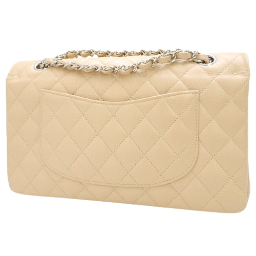 Matelasse Coco Mark Double Flap Chain Shoulder Bag in Caviar Skin A01112