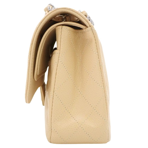 Matelasse Coco Mark Double Flap Chain Shoulder Bag in Caviar Skin A01112