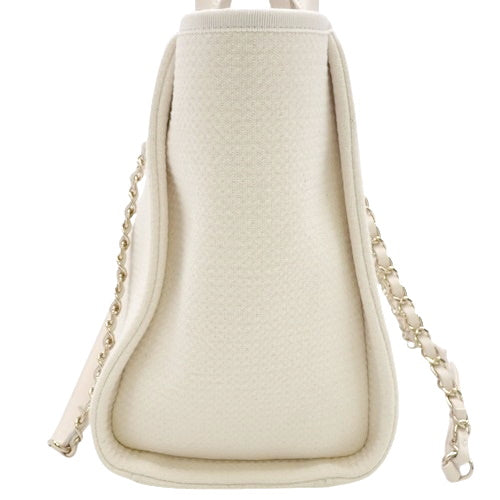 D'Ville Small Shopping Bag, Canvas & Leather, Ivory, AS3257, 2-Way Handbag/Shoulder Bag