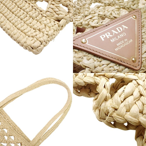 Raffia Tote Bag, Raffia Beige, 1BG493, Crocheted