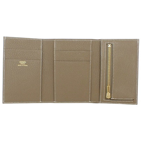 Be'an Combination Wallet, Chevre Mizor Leather, Etoupe/Etoupe, Gold Hardware, U stamp.