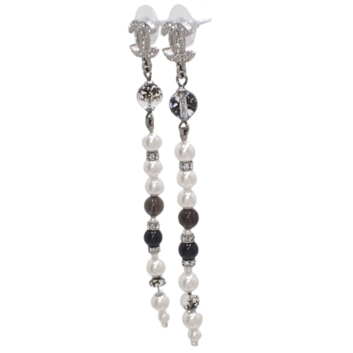 Coco Mark Pearl Swing Earrings, Metal, Faux Pearl, Rhinestone, Accessory, Jewelry, Dangle