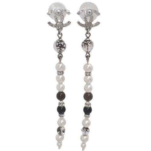Coco Mark Pearl Swing Earrings, Metal, Faux Pearl, Rhinestone, Accessory, Jewelry, Dangle