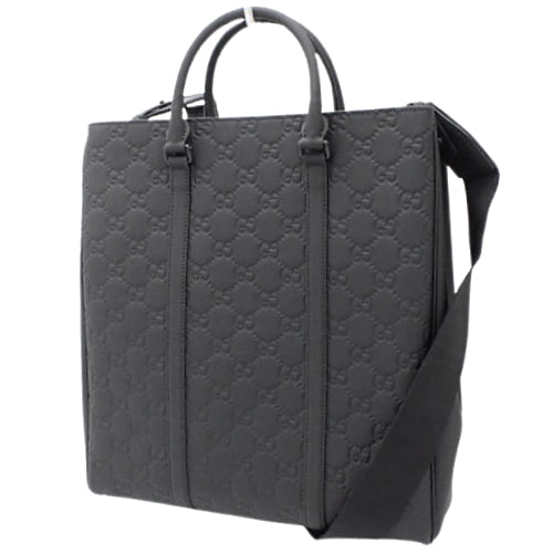 Double G 2-Way Bag, Rubber Effect Leather, Black, 771238. Can be carried as a shoulder bag or crossbody bag.
