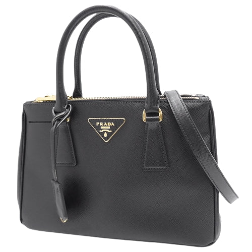 Galleria 2-Way Tote Bag, Shoulder Bag, Crossbody Bag, Saffiano Leather, NERO