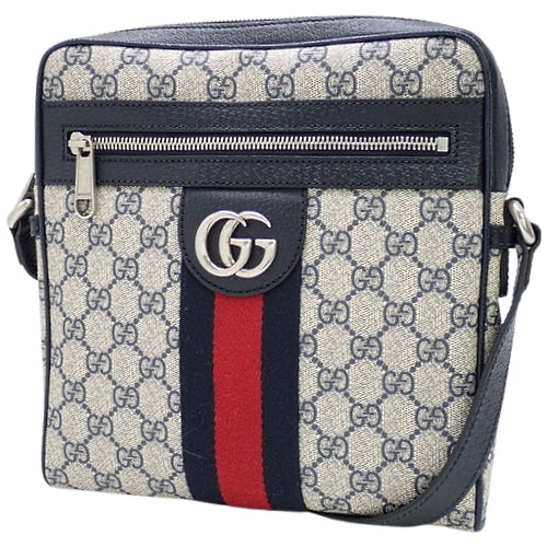 GG Supreme Ophidia GG Small Messenger Bag, Shoulder/Crossbody, GG Supreme Canvas, Beige/Blue, Item No. 547926 96IWN 4076 (Current as of December 2024)
