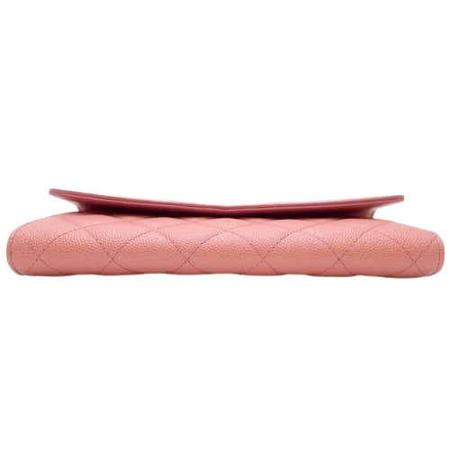 Matelasse CC Filigree Long Wallet, Caviar Skin, Pink, Flap Closure, Accessories