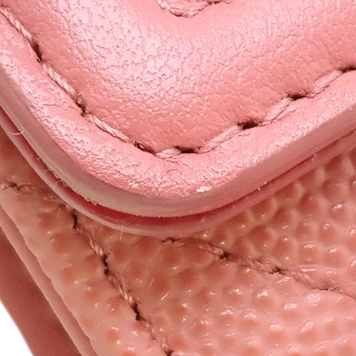 Matelasse CC Filigree Long Wallet, Caviar Skin, Pink, Flap Closure, Accessories
