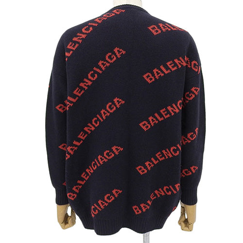 All-Over Knit Sweater with Logo, Size Small, Wool and Nylon, 555279