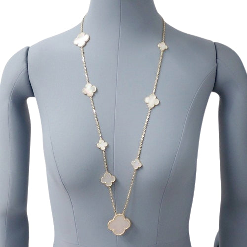 Magic Alhambra Long Necklace, 11 Motifs, Mother of Pearl, Yellow Gold (K18YG), Accessory, Jewelry, Flower.