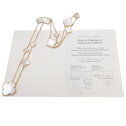 Magic Alhambra Long Necklace, 11 Motifs, Mother of Pearl, Yellow Gold (K18YG), Accessory, Jewelry, Flower.
