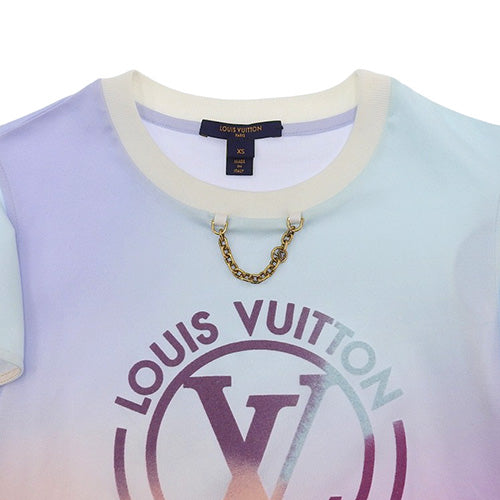 LV Circle Gradient T-Shirt RM222J, Ruffle Gradient, Size XS, Cotton