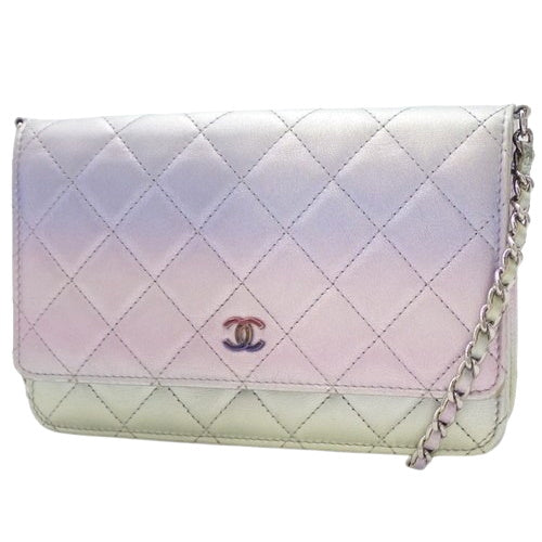 Matelasse Coco Mark Chain Wallet in Gradient Metallic Lambskin