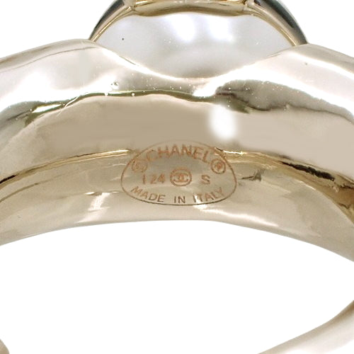 Coco Mark Pearl Hoop Earrings, Metal (GP), Fake Pearl, Accessory, Jewelry