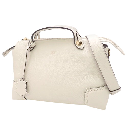 BY THE WAY (By The Way) Seleria Medium Leather Shoulder Bag, Ivory, 8BL146, 2-Way Shoulder/Top Handle Mini Boston Bag