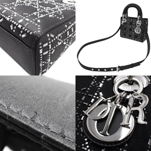 カナージュ Lady Dior レディディオール バッグ ミニ 2WAY ショルダー 肩掛け 斜め掛け サテン ラインストーン M0500PRTC
