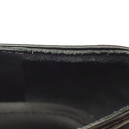 Chocolate brushed leather loafers, size 37, featuring a logo and cowhide leather accents. NERO color. 1D246M_ULS_F0002 (current as of December 2024).