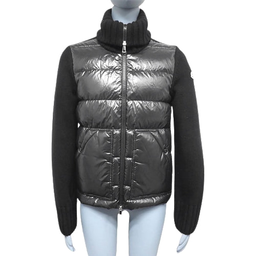 针织袖可切换羽绒服,中高领