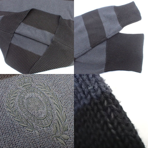 Asymmetrical Striped Knit Polo Shirt, XS