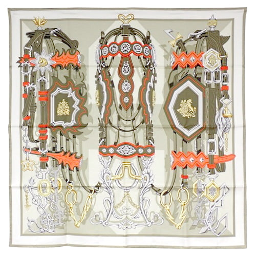 【未使用】BRIDES ET DESTIN 可愛らしい花嫁 カレ90 シルク ヴェールアルジル/カーキ/コライユ H003967S 09