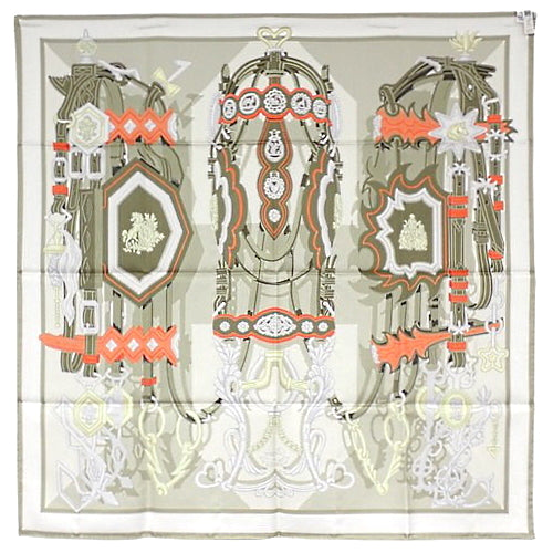 【未使用】BRIDES ET DESTIN 可愛らしい花嫁 カレ90 シルク ヴェールアルジル/カーキ/コライユ H003967S 09