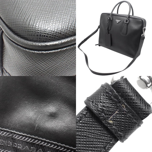 ロゴプレート ブリーフケース ハンドバッグ 通勤カバン 書類入れ サフィアーノレザー SAFFIANO TRAVEL NERO 2VE011