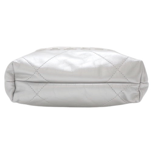 Matelasse Chanel 22 Mini Handbag, Calfskin, White, Silver Hardware, AS3980, 2-way (shoulder and crossbody), Gradient.
