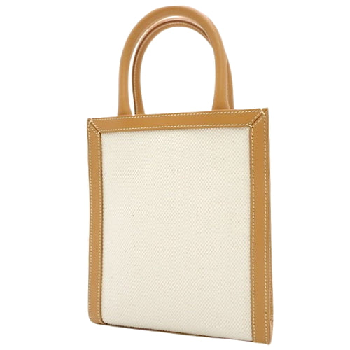 Mini Vertical Cabat Calfskin Canvas, Natural/Tan, 193302BNZ02NT, 2-way shoulder bag/crossbody bag/mini bag