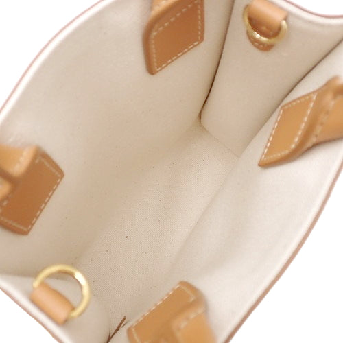 Mini Vertical Cabat Calfskin Canvas, Natural/Tan, 193302BNZ02NT, 2-way shoulder bag/crossbody bag/mini bag