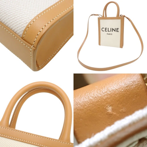 Mini Vertical Cabat Calfskin Canvas, Natural/Tan, 193302BNZ02NT, 2-way shoulder bag/crossbody bag/mini bag