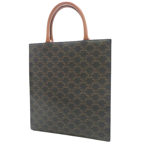 Small Vertical Cabat bag in calfskin and Triomphe canvas, tan. 2-way shoulder/handbag.